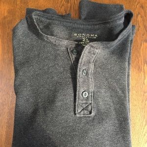 3 button Henley long sleeved Jersey knit. XL. Charcoal Gray. Sonoma Lifestyles.